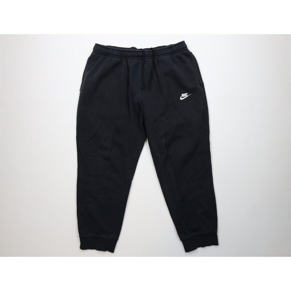 Vintage Nike Mens 2XL XXL Distressed Spell Out Cuffed Sweatpants Joggers Black - Picture 1 of 16